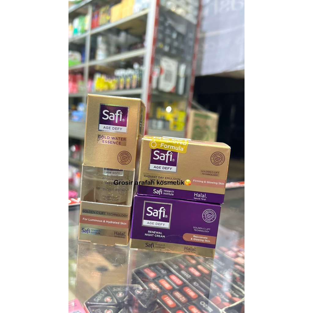 Safi Age Defy Radiant Day Emulsion SPF 37 PA+++ - Renewal Night Cream - Gold Water Essense Paket Kri