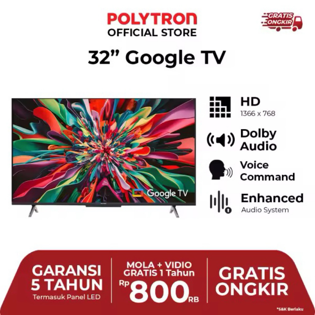 Led Polytron 32" smart tv