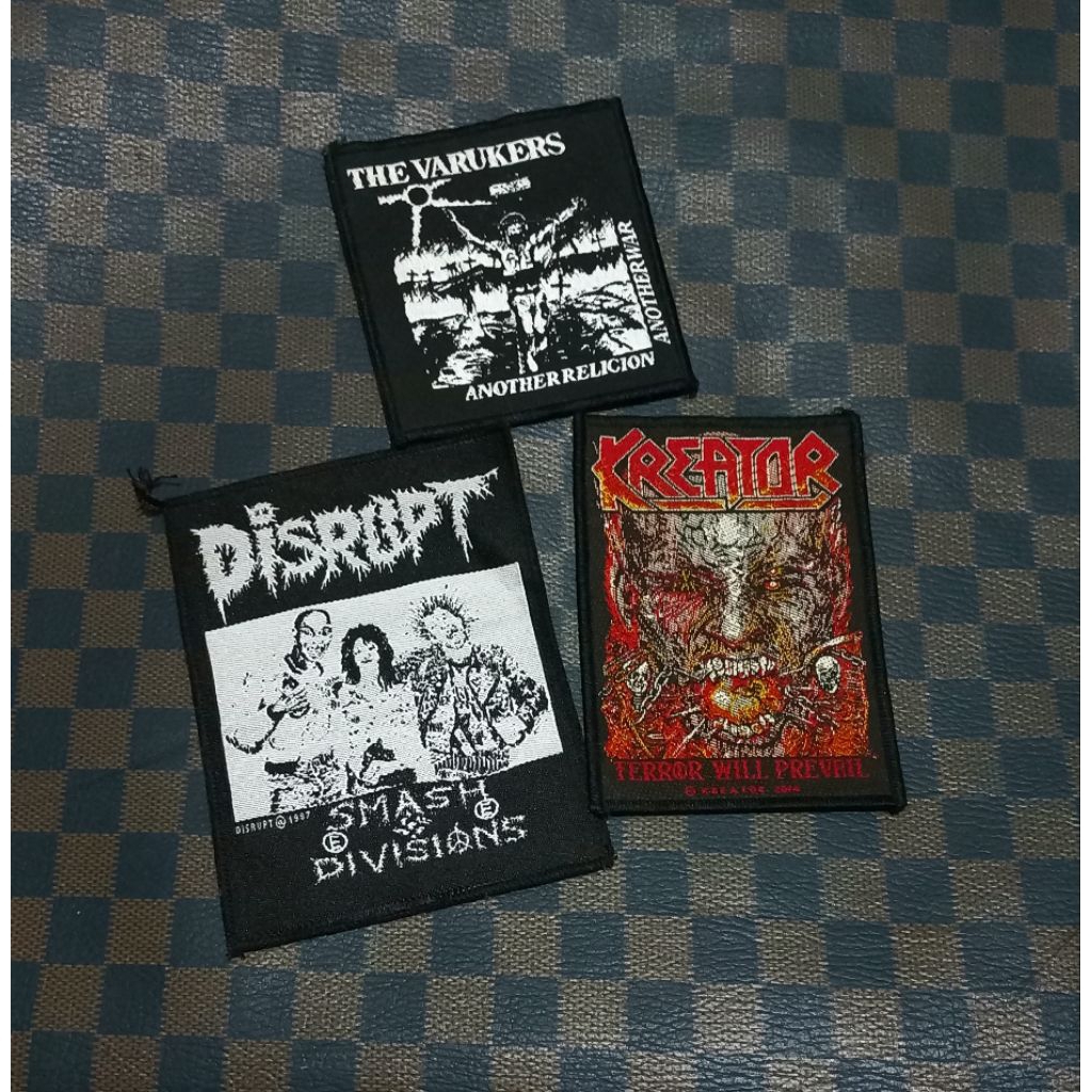 Patch woven band varukers disrupt kreator emblem