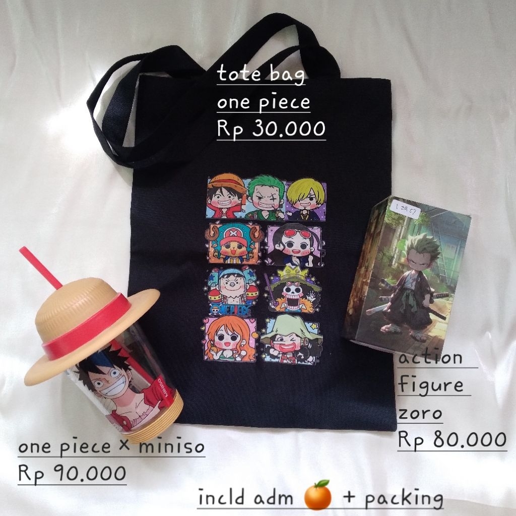 new unused one piece x miniso tumblr mug action figure roronoa zoro tote bag mugiwara crew monkey d 