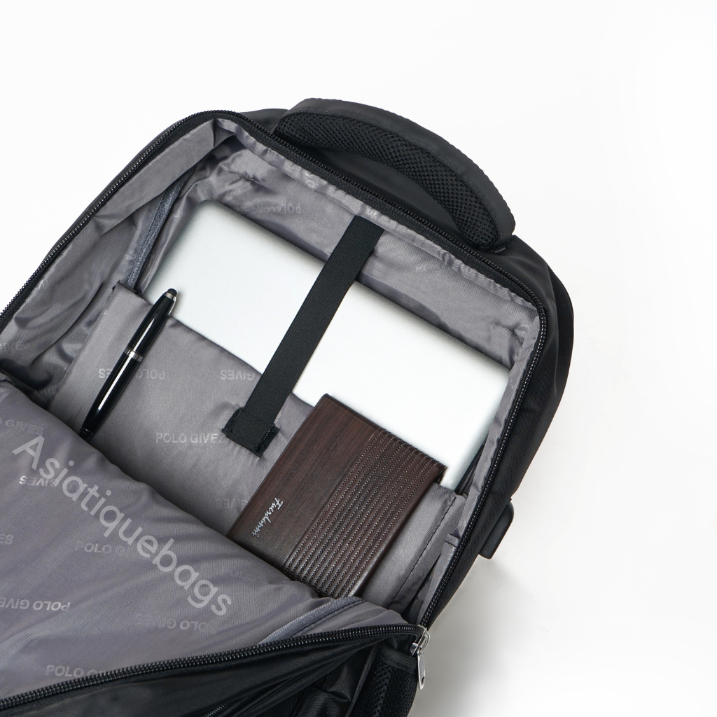 promo terbaru tas ransel pria 15 inch polo gives- gratis raincover, kabel usb, dan kunci tas