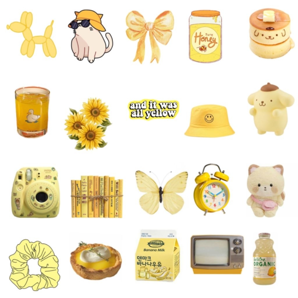 

[isi 20 pcs] sticker yellow / sticker kuning / sticker aesthetic / sticker deco / sticker decoration / sticker journaling / sticker bujo / sticker journal