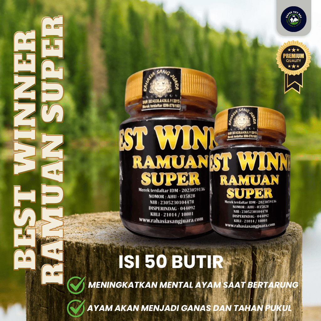 Best Winner Jamu Ayam Aduan Ramuan Super Mental Juara Isi 50 Butir - 100% Bahan Alami Meningkatkan M