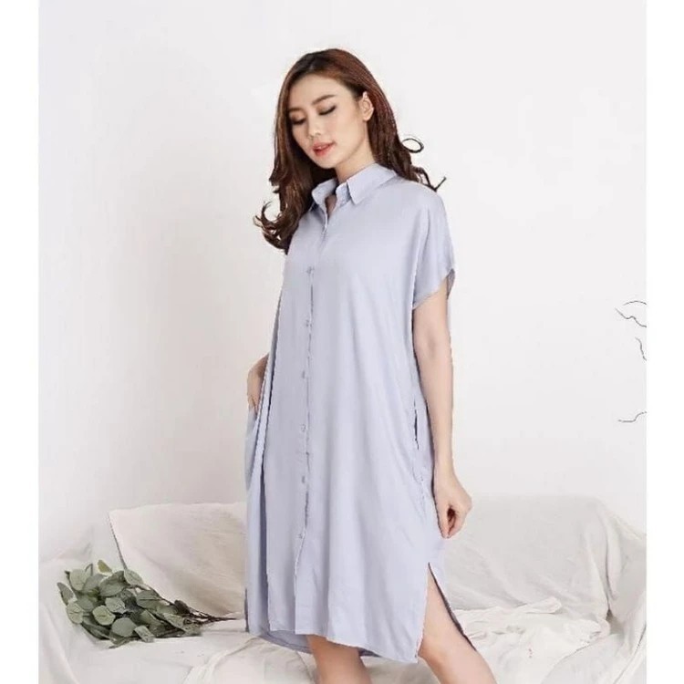 Daster Polos Full Kancing Depan Rayon Busui Viral