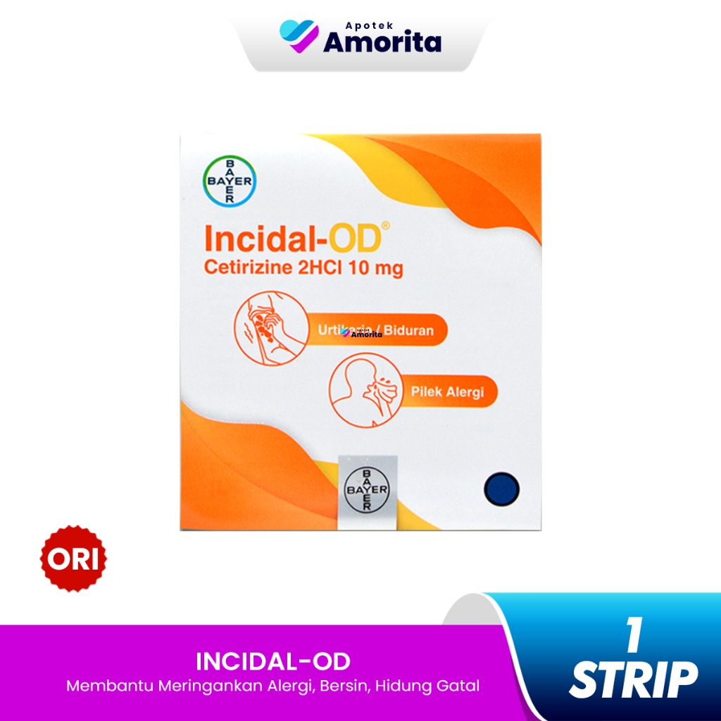 Incidal-OD 1 Strip 4 Tablet / Obat Alergi / Obat Gatal / Obat Biduran / Flu Batuk