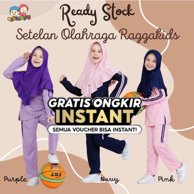 (3-13 tahun) Baju Olahraga RAGGAKIDS (OR) | Setelan olahraga anak muslimah | Baju Olahraga anak SD