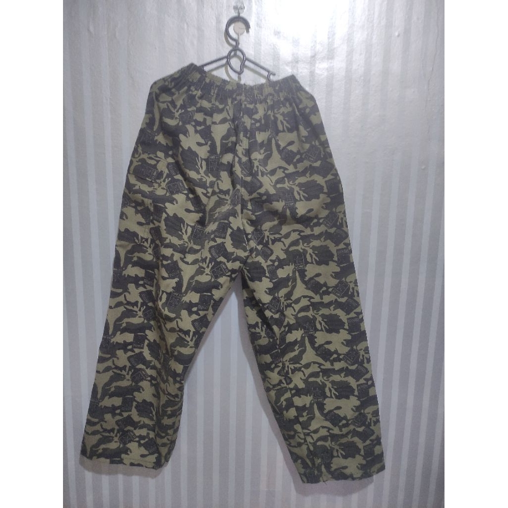 Preloved Celana Pangsi Sirwal Cargo Motif Loreng Jumbo Pria Wanita Dewasa
