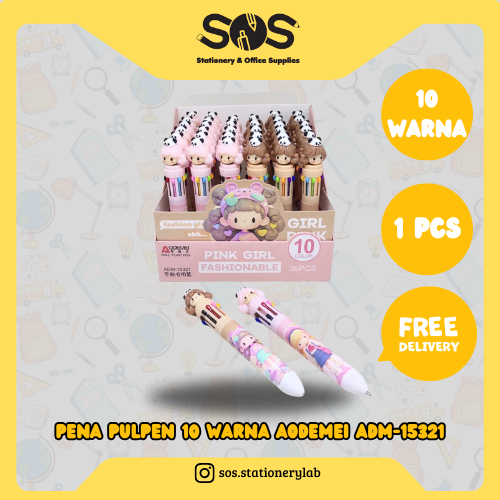 

Pena Pulpen Ballpen 10 Warna Aodemei ADM-15321 [ 1 Pcs ]