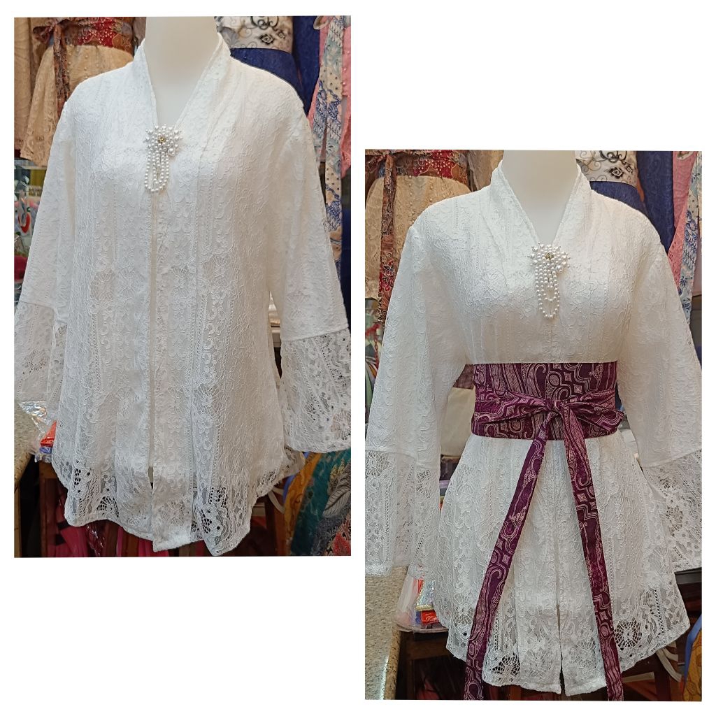 ATASAN KEBAYA WANITA KHUSUS PUTIH MODEL LENGGAN TROMPET KEBAYA MODERN