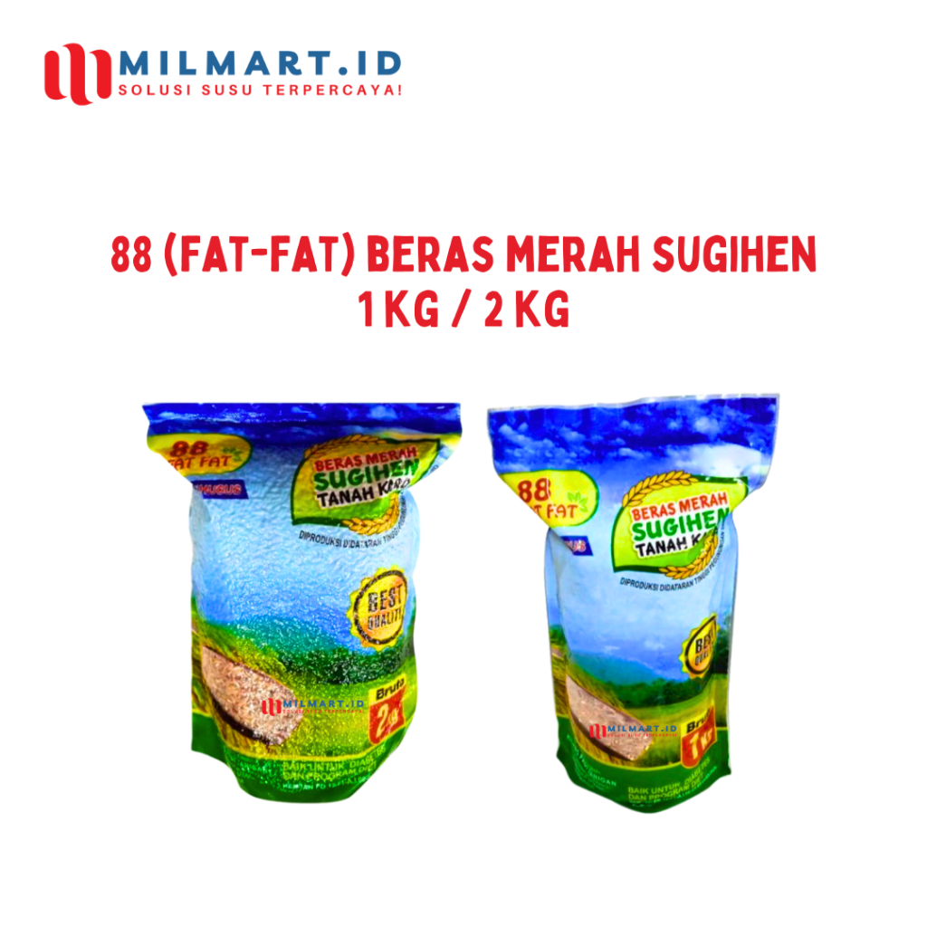 

1KG / 2KG - 88 FAT FAT SUGIHEN BERAS MERAH BROWN RICE TANAH KARO