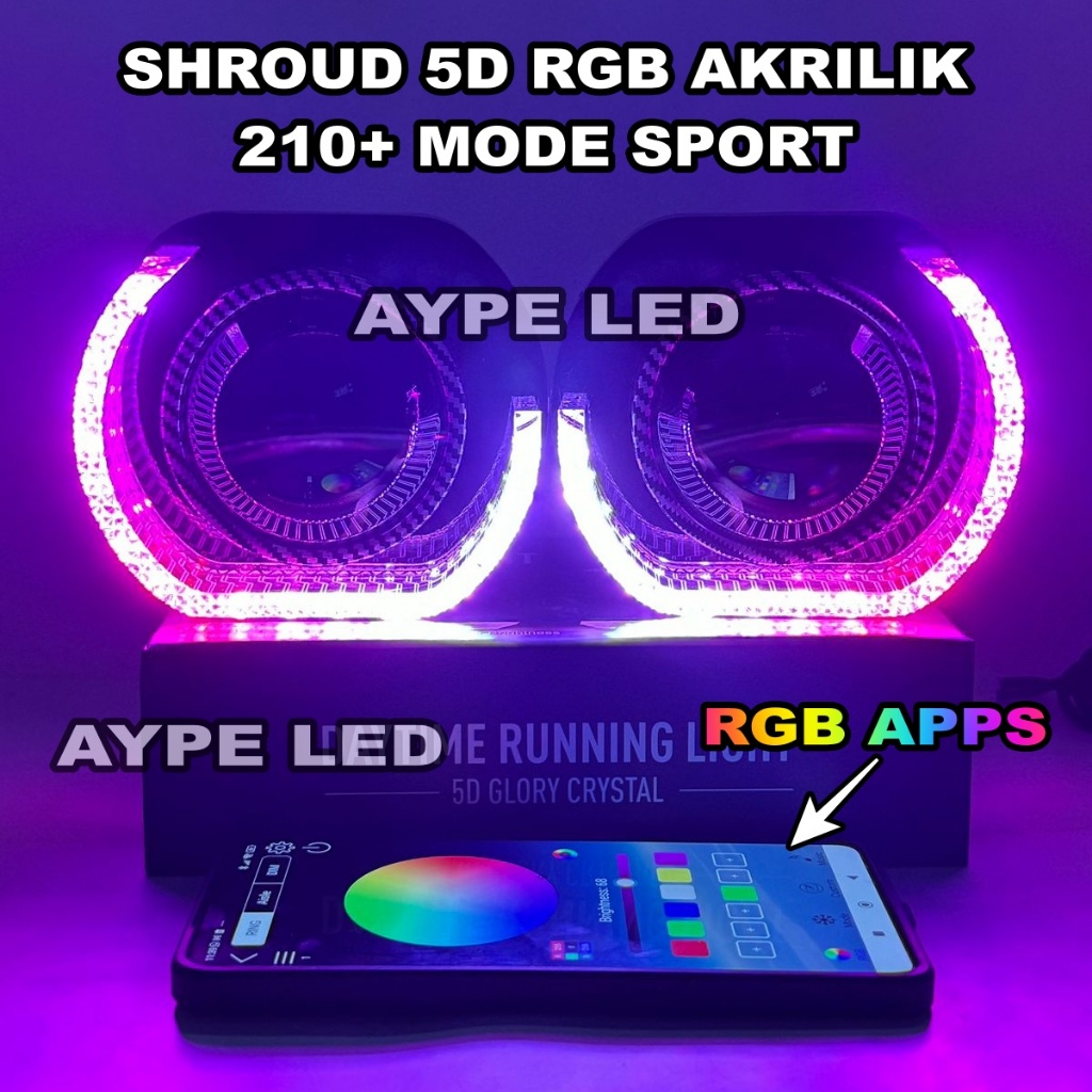Ring Shroud Akrilikd 3 inch 2,5 inch Rgb 5D 210+ Mode Model Sport nyala setengah Pnp Biled 2,5 inch