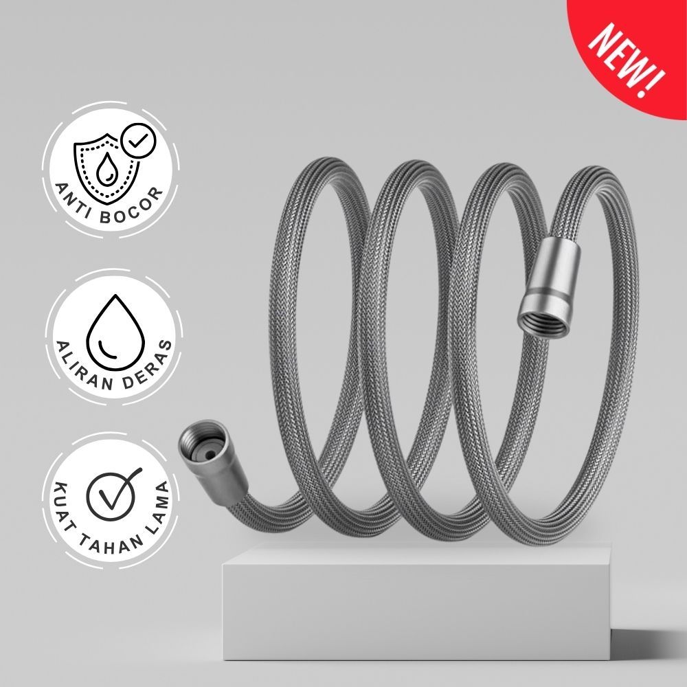 Selang Shower Tekanan Tinggi, Aliran 3.5x Deras - Anti Boc…