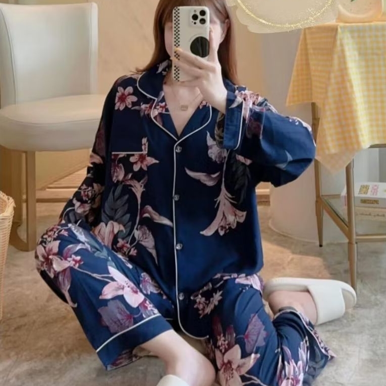 Piyama Lengan Panjang Import premium / Setelan Piyama Import   /  katun rayon premium super adem / s