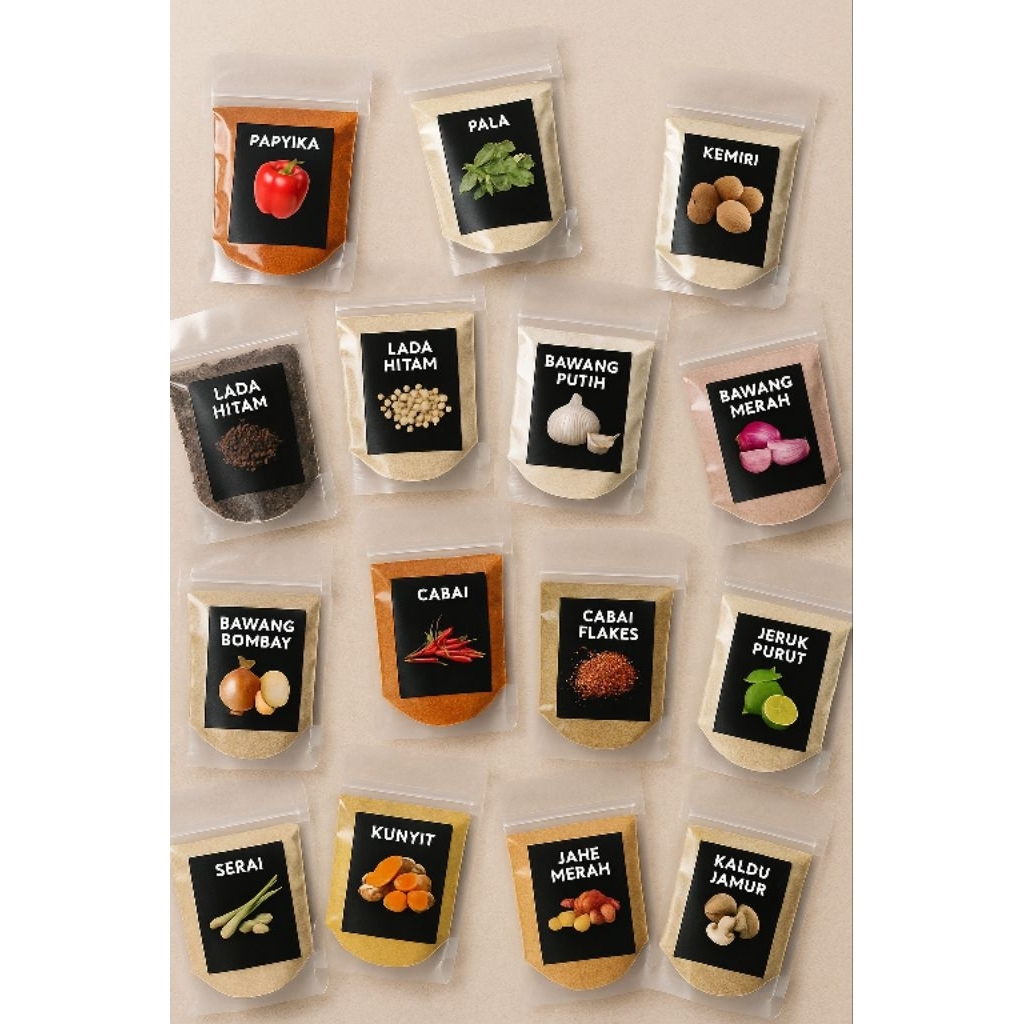 

ANEKA BUMBU REMPAH BUBUK , PRAKTIS siap pakai isi 50 gr