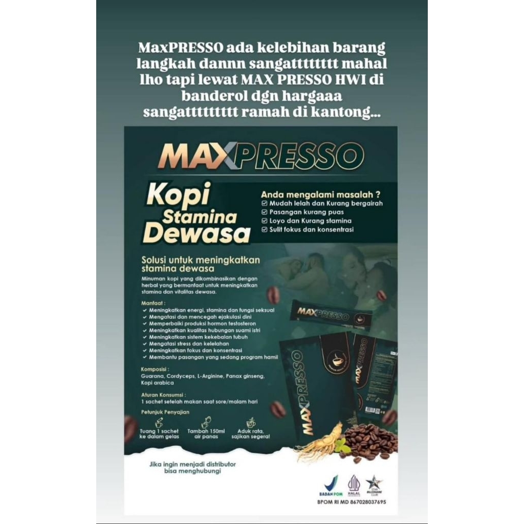 

MAXPRESSO KOPI HWI HERBAL ORIGINAL 100%