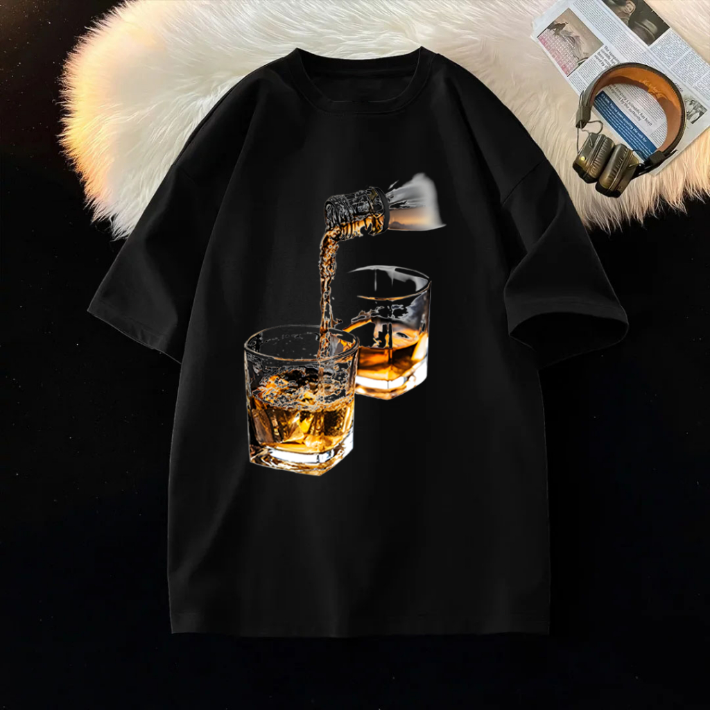 Kaos hitam bir Korea | Kaos pria | Kaos kebesaran | Kaos lengan pendek pria | Kaos pria