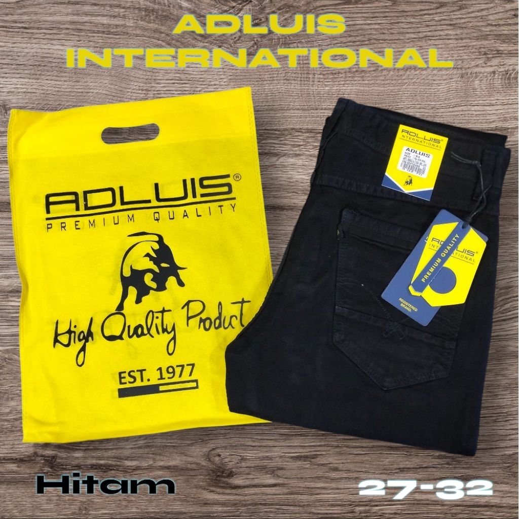 CELANA LEVIS PRIA PANJANG HITAM ORIGINAL MERK ADLUIS FASHION STANDAR SOFT JEANS DENIM QUALITY✔️