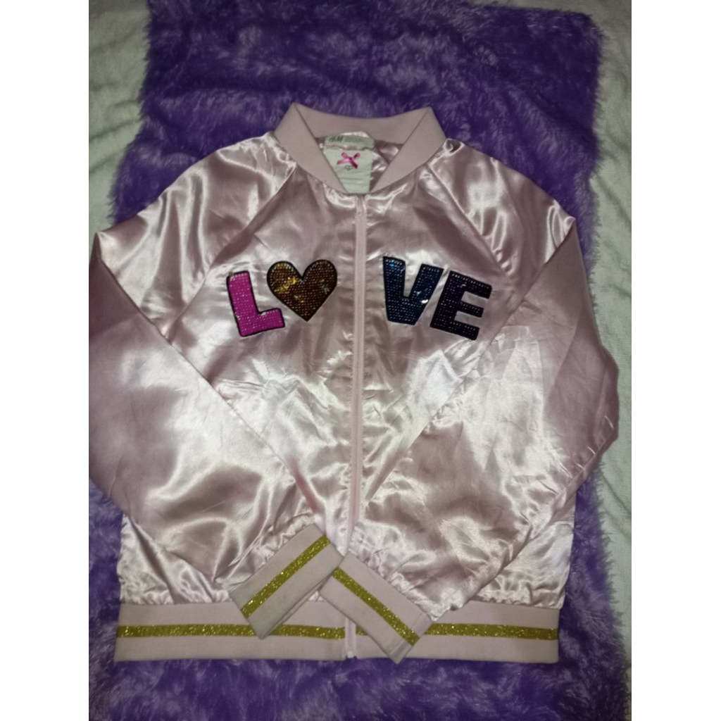 h&m pink blink bomber jaket