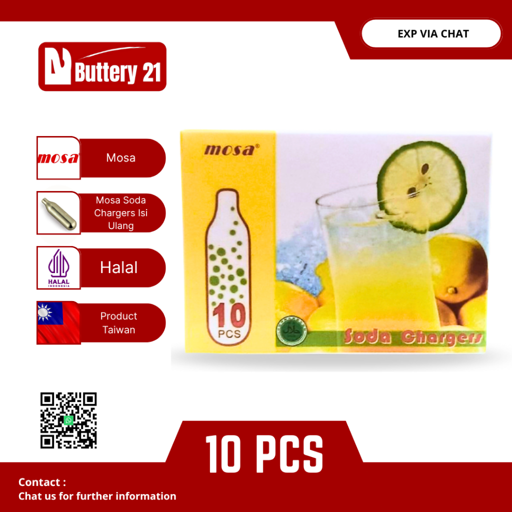 

MOSA SODA CHARGERS 1 BOX ISI 10 PCS/ISI ULANG MOSA SODA CO2/ GAS MINI CAPSULE