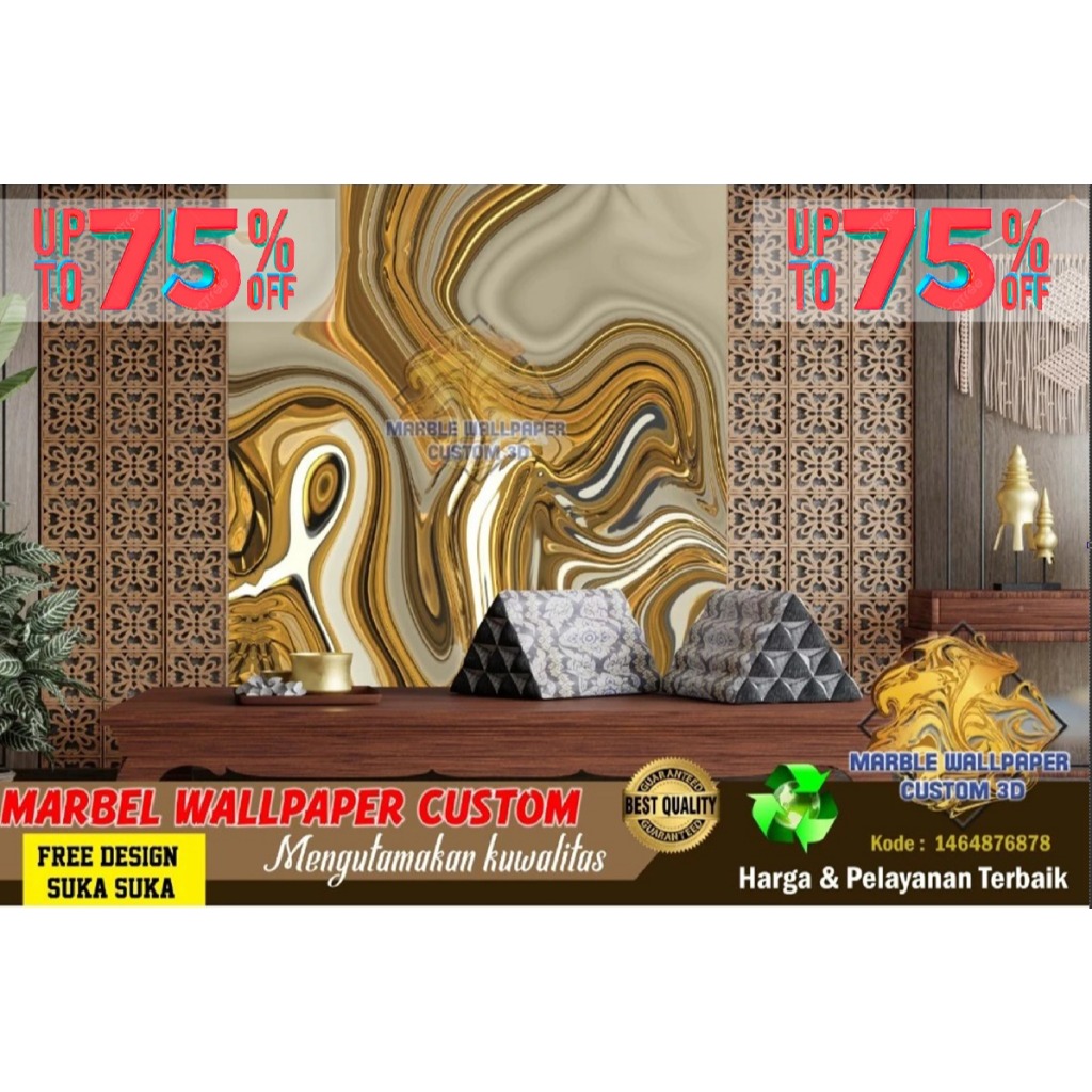 Wallpaper Custom 3D Tema Marmer | Wallpaper Dining Room Marmer | Wallpaper Ruang Makan Marmer | Wall