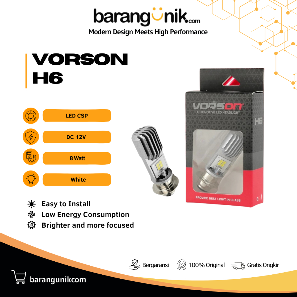 Lampu Depan Motor LED 16W H6 CSP AC DC Motor Matic Bebek Beat Astrea Mio Karbu Xeon White - VORSON