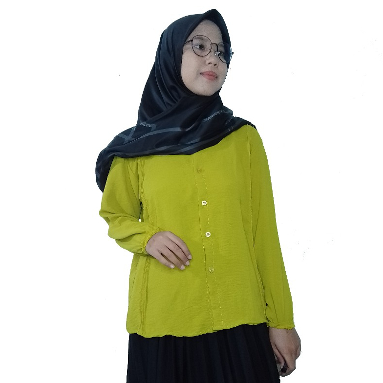 Baju Atasan Wanita Lengan Panjang Bahan Crinkle