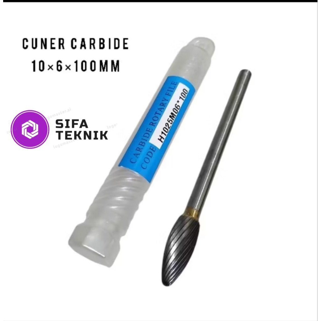 Mata Bor Cuner Porting Tuner Searah 10x6x100.Carbide Rotary Burr kepala 10mm gagang 6mm panjang 100m
