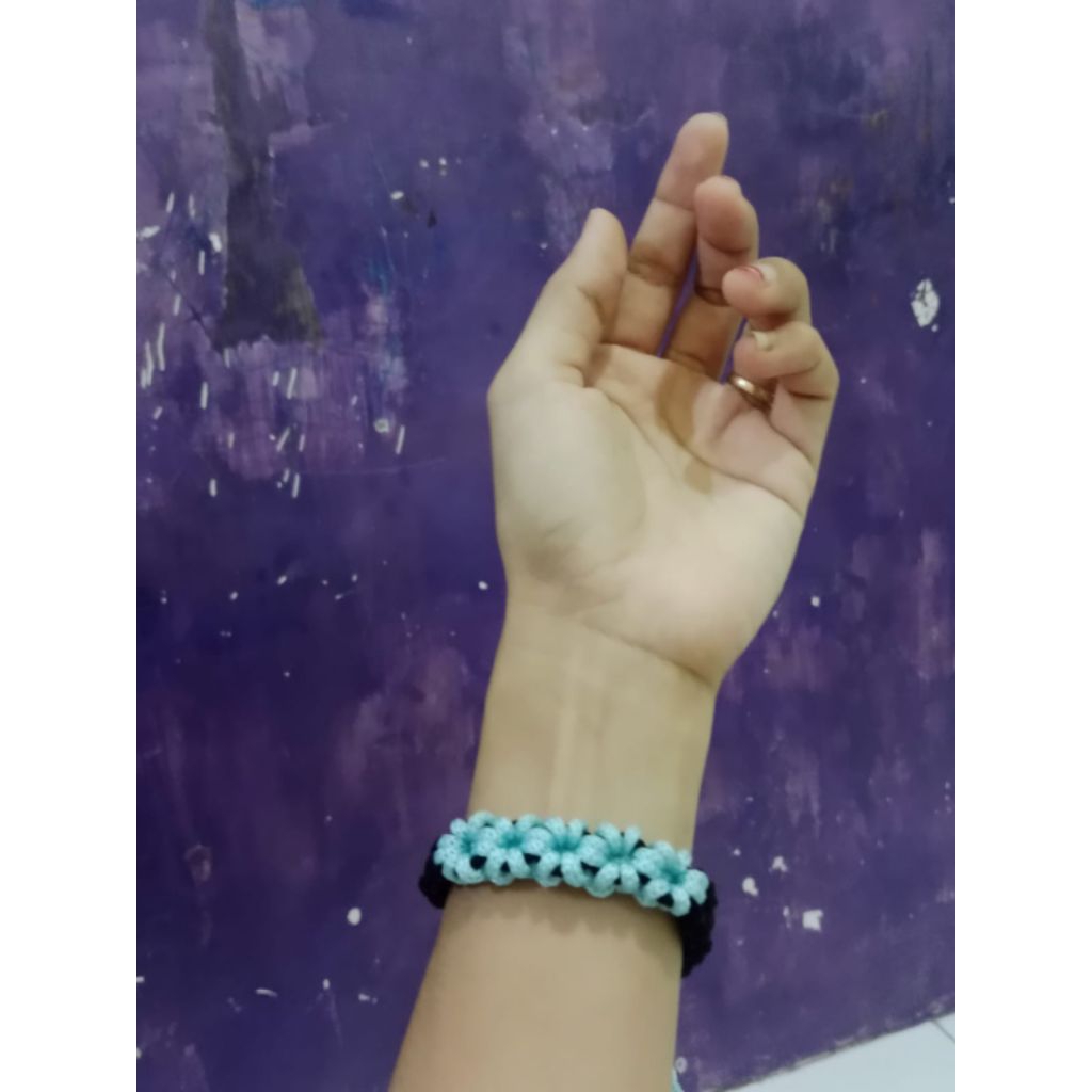 GELANG TALI KUR/gelang rajut tali kur/gelang unik/gelang bunga