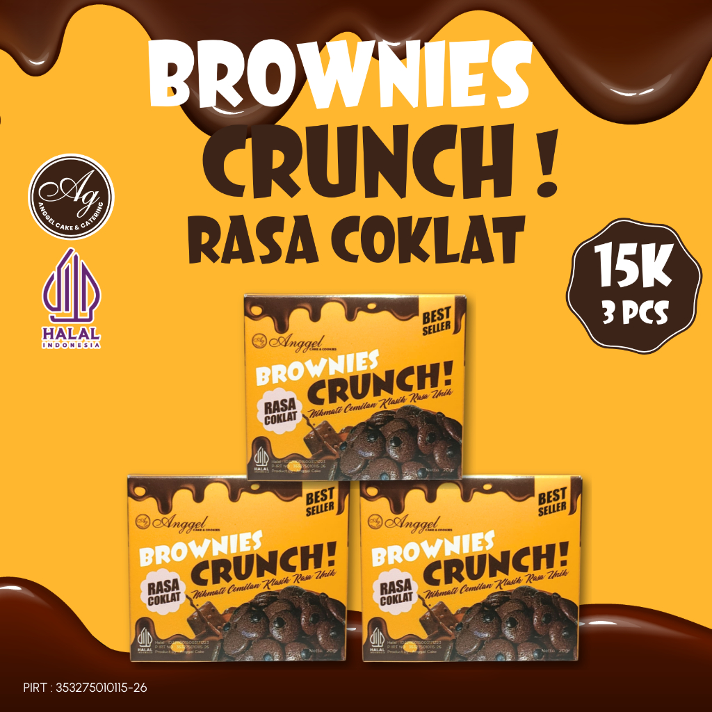 

Brownies Crunch Rasa Coklat | Cookies Renyah Rasa Coklat Isi 3pcs