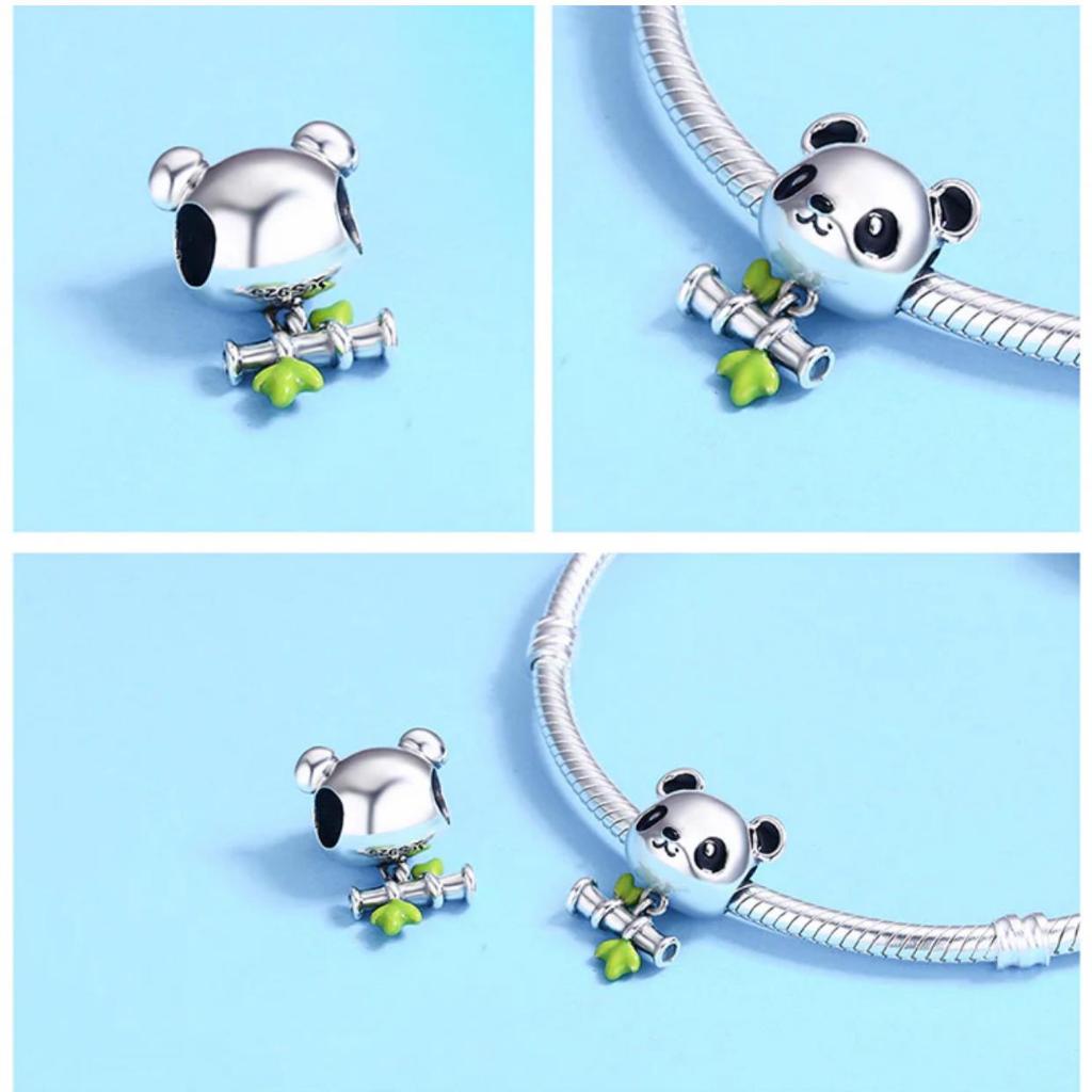Charm Liontin Gelang Tangan Motif Panda - Panda With Bamboo - Panda Charm - Charm pand* - Charm DIY 