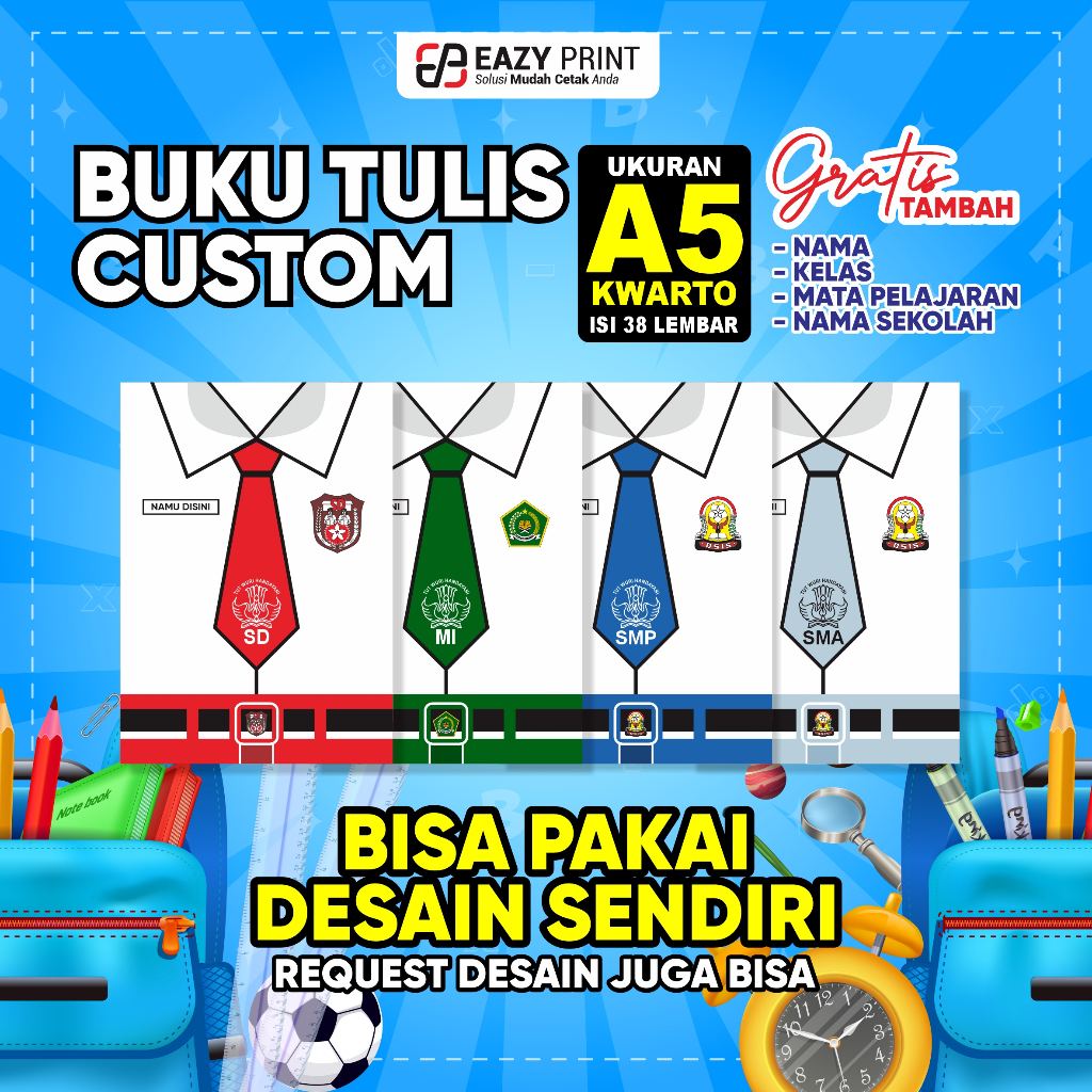 

BUKU TULIS A5 CUSTOM SERAGAM SEKOLAH SIDU-KIKY/VISION