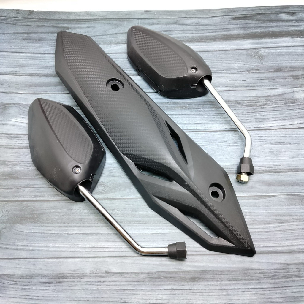 Tutup tameng knalpot beat fi street beat deluxe+spion beat tangkai chkrome ori panjang beat 2020-202