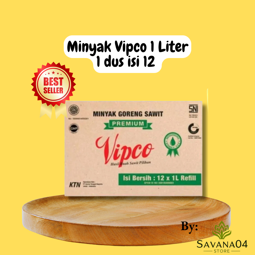 

1 DUS VIPCO MINYAK GORENG SAWIT POUCH 1 LITER ISI 12