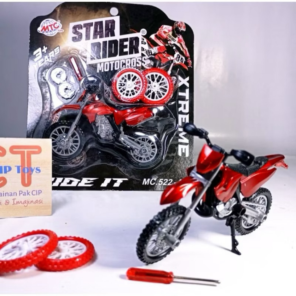 Mainan Motor Trail Anak Star Rider – Model Realistik + Ban Cadangan | Mainan Anak Laki-laki 3 Tahun+