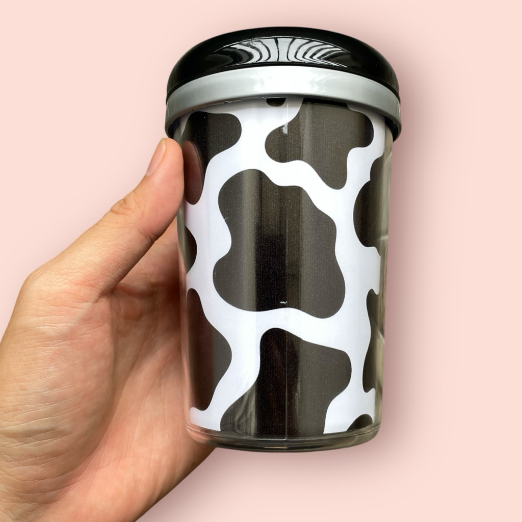 Tumbler Gelas Gagang Motif Sapi Hitam Putih Botol Minum Souvenir Promo