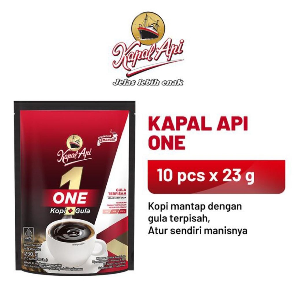 

Kopi Kapal Api One Kopi + Gula Terpisah 10 pcs 23 gr