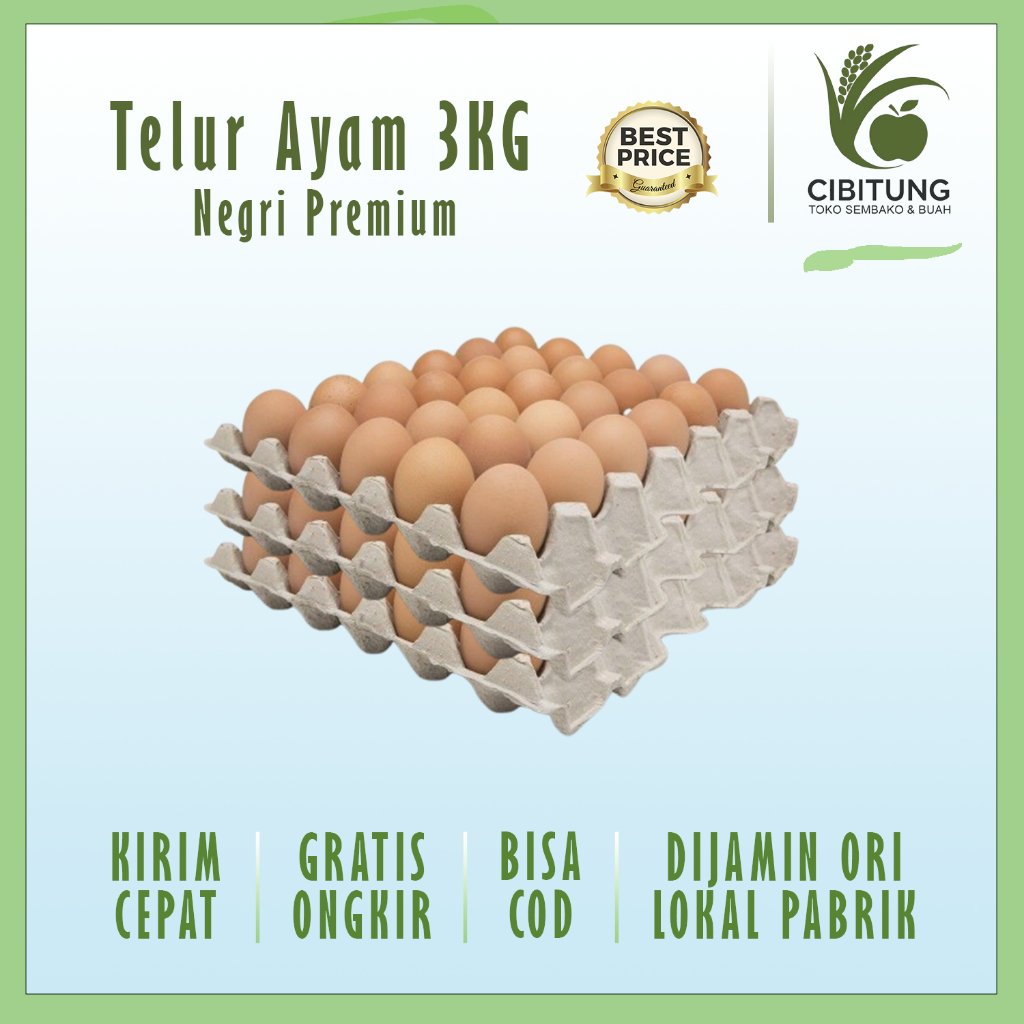 

TELUR AYAM NEGRI COKLAT - VARIAN 3KG SERTA 1KG - SEMBAKO CIBITUNG