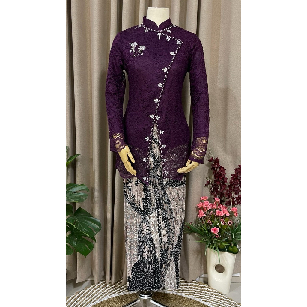 Bening Jaya - Kebaya Janggan Brokat - Tunik Payet Laris - Baju Pesta - Baju Wisuda - Baju Seragam Ke