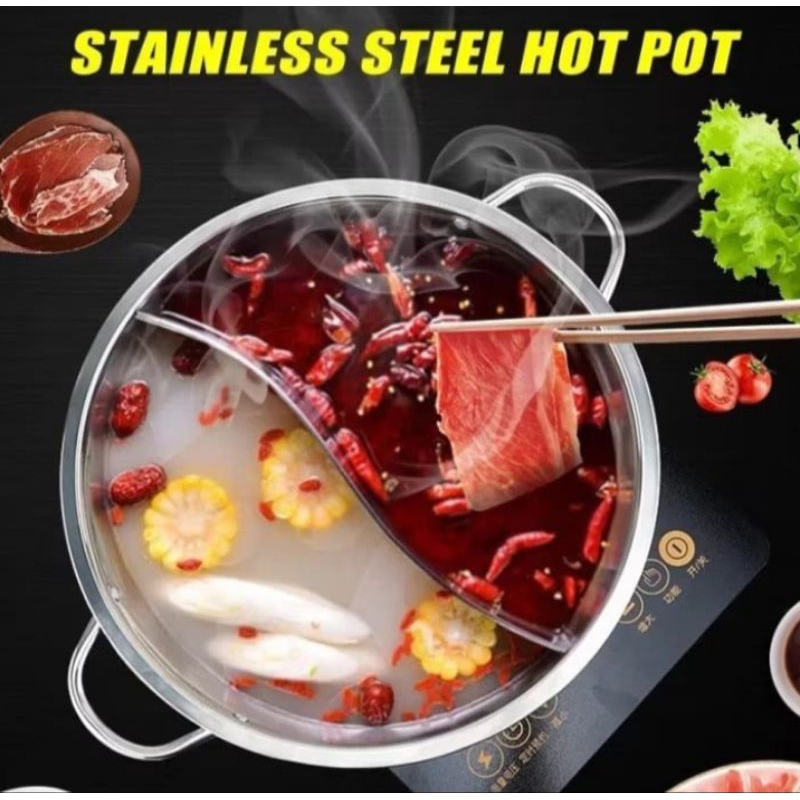 

Panci Hot Pot Stainless Steel/Panci Hotpot 2 Rasa/2 Bagian Berkualitas