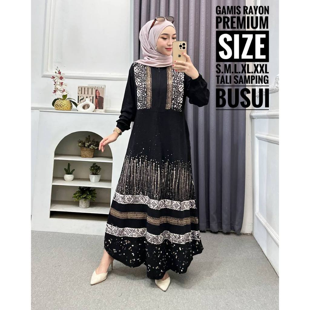 Gamis Rayon Twill Terbaru Pekalongan Cap Busui Jumbo Homedress Kekinian Batik Usman - Motif Beringin