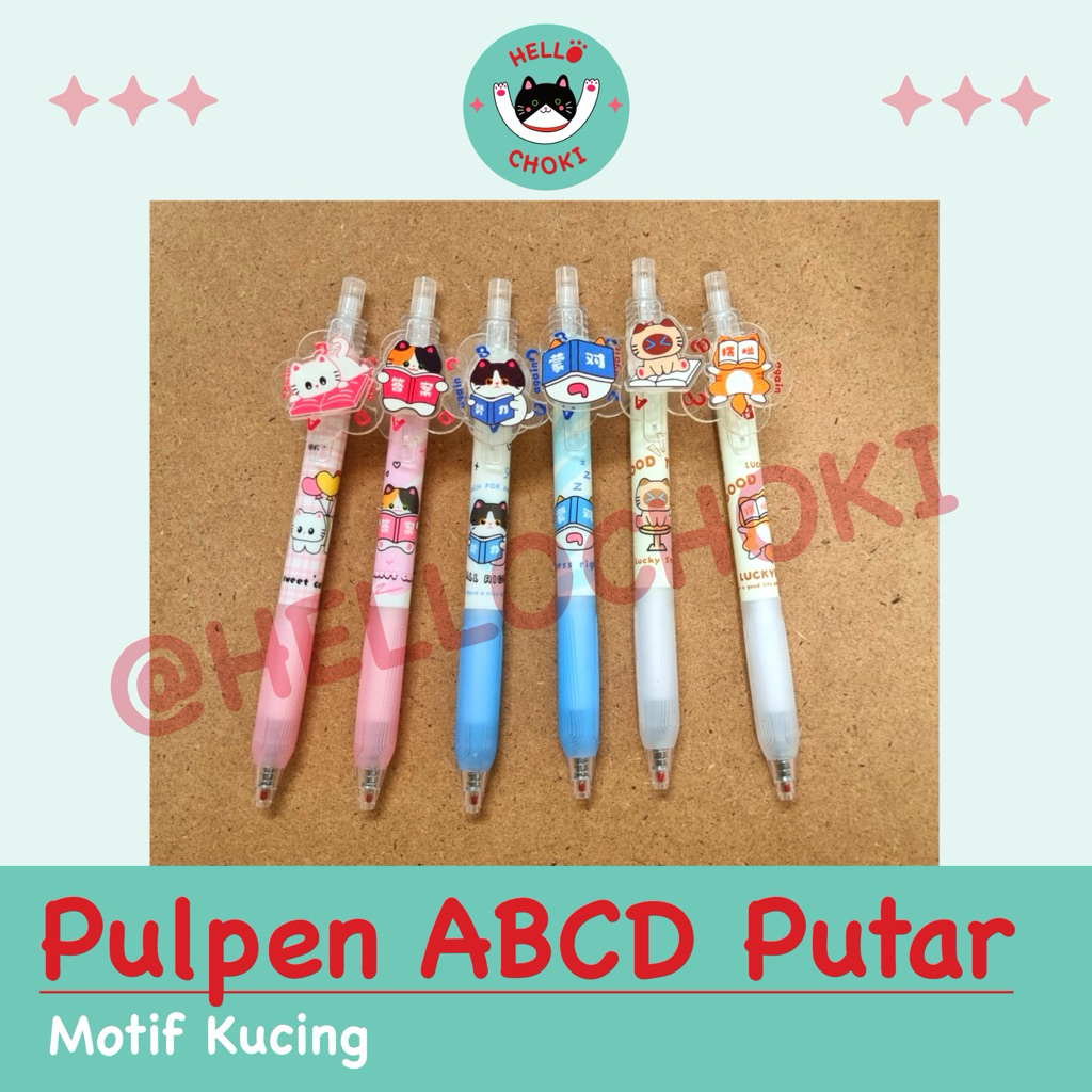 

HELLOCHOKI - Pulpen ABCD Putar Motif Kucing Lucu