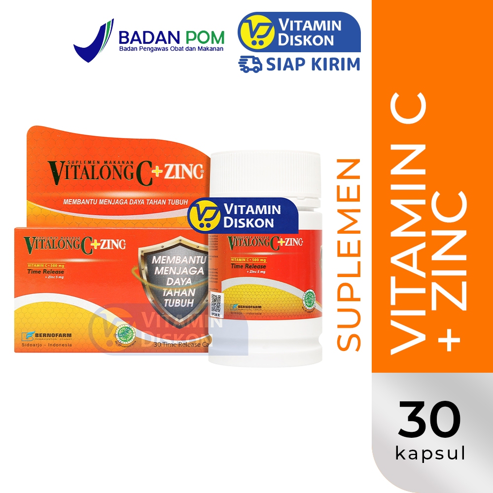 VITALONG C + ZINC ISI 30 KAPSUL | Suplemen Kesehatan Tubuh, Imunitas Tubuh, Daya Tahan Tubuh, Vitami