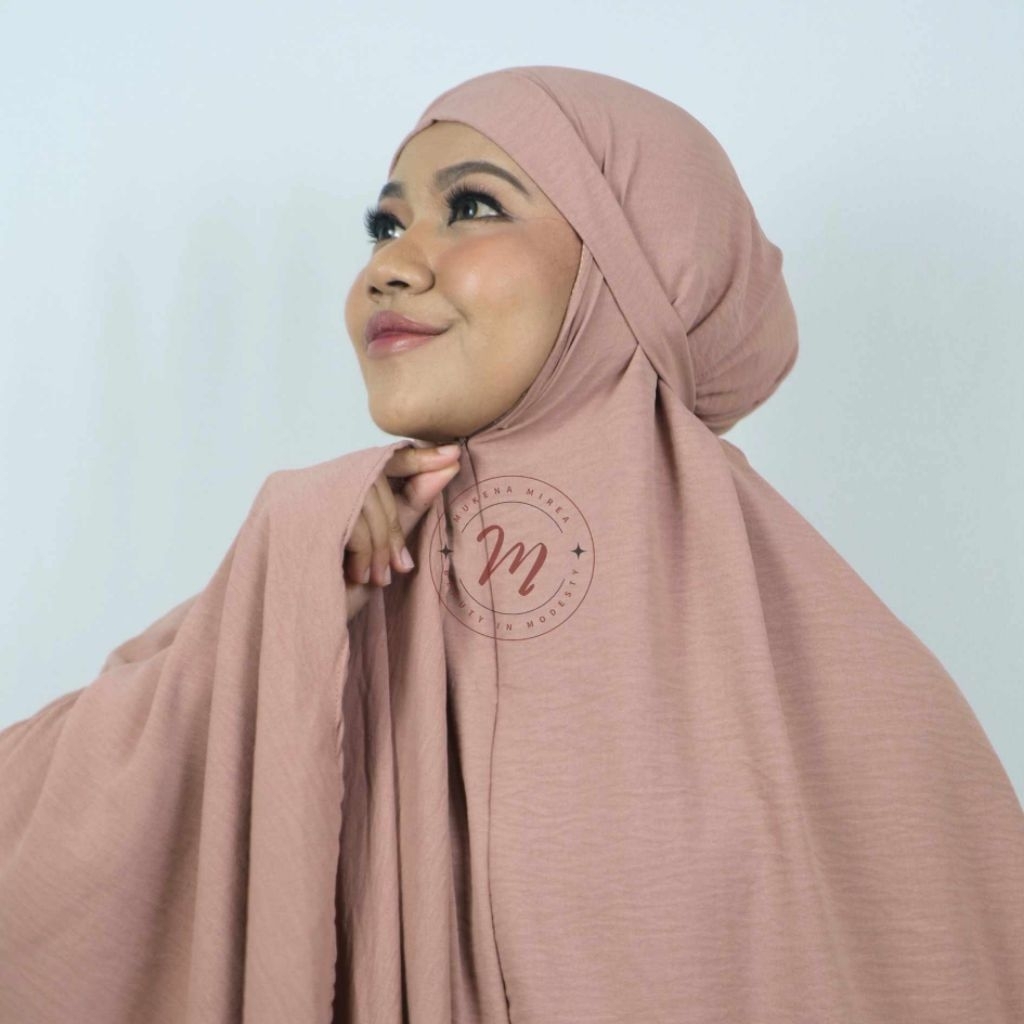 Mukena SAJIDAH by Mirea – Mukena Crinkle Tudung Malay Premium, 2-in-1, Adem & Tidak Transparan