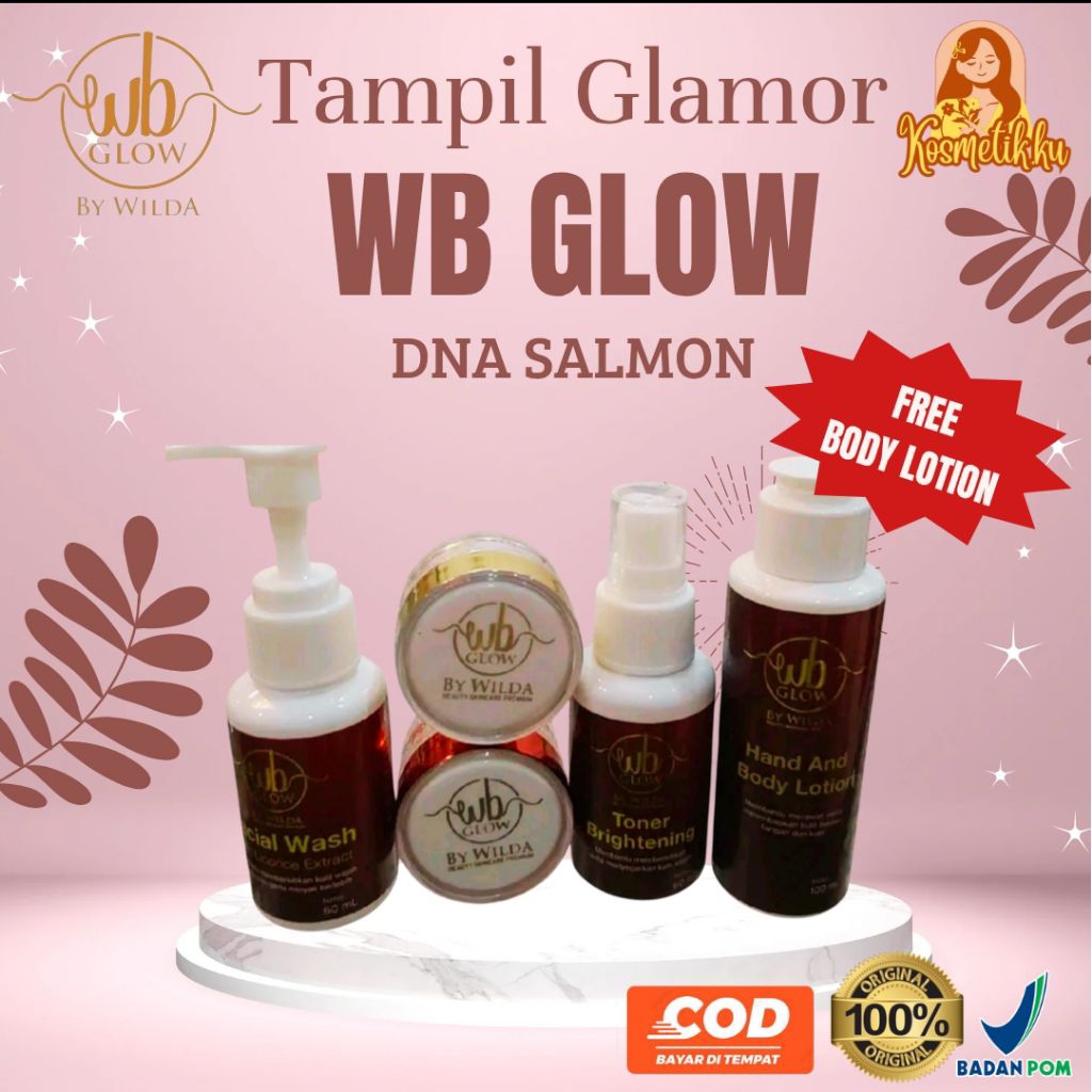 WB GLOW PREMIUM BY WILDA  OFFICIAL, SKINCARE BPOM, PEMUTIH WAJAH/PENCERAH WAJAH UNTUK FLEK, JERAWAT