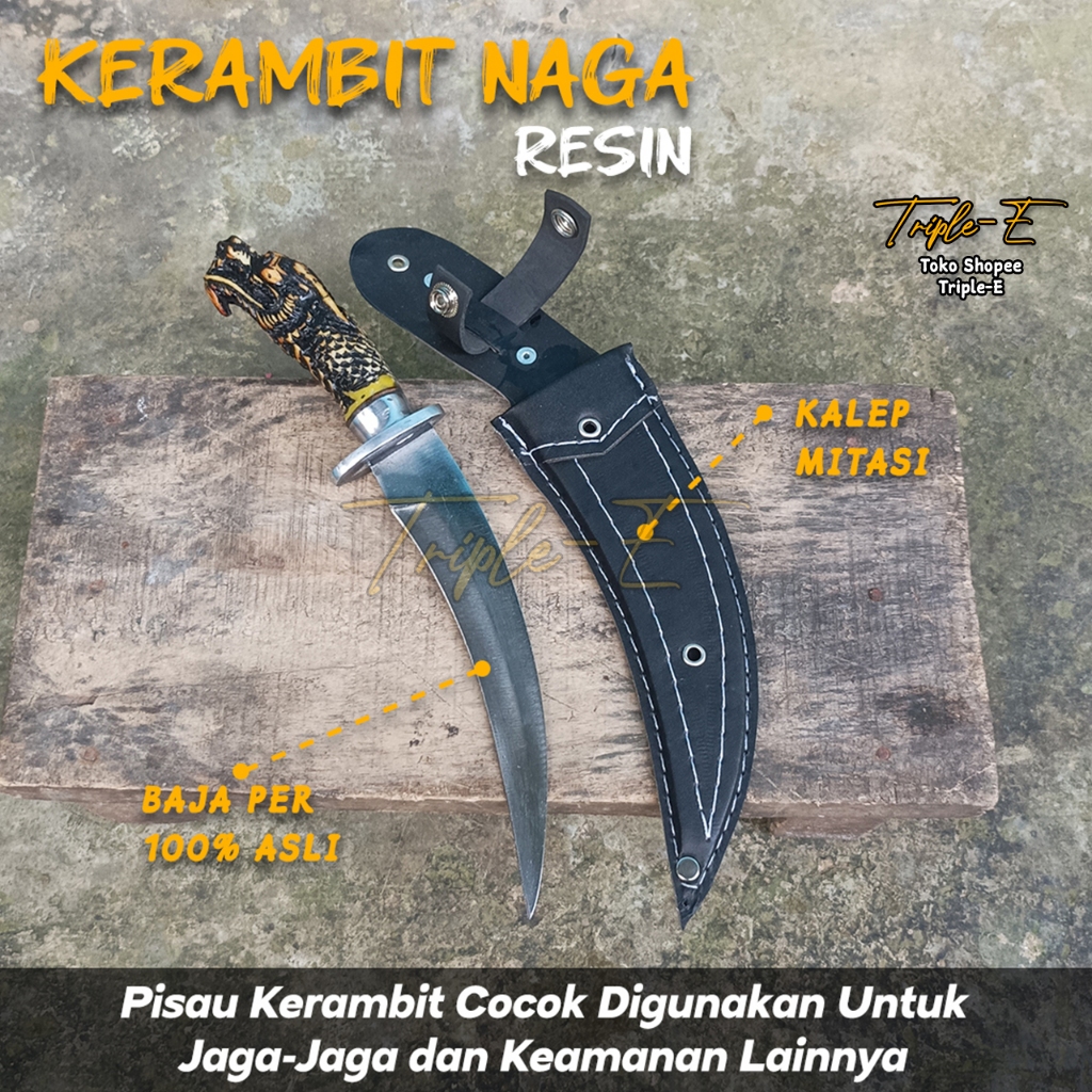 Kerambit Kalep Resin Motif Gagang Ukir Naga
