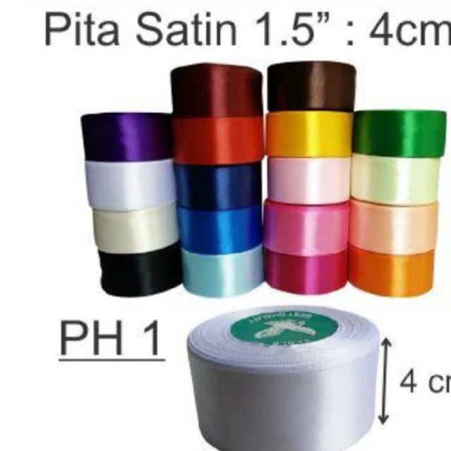 

2 meter Pita satin uk 4cm 1,5 inch ( bukan per roll ya )