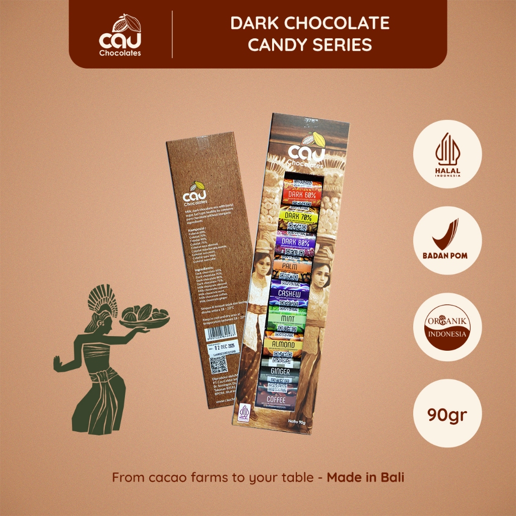 

CAU CHOCOLATES - Dark Chocolate Candy Series / Permen Coklat - 90 gr