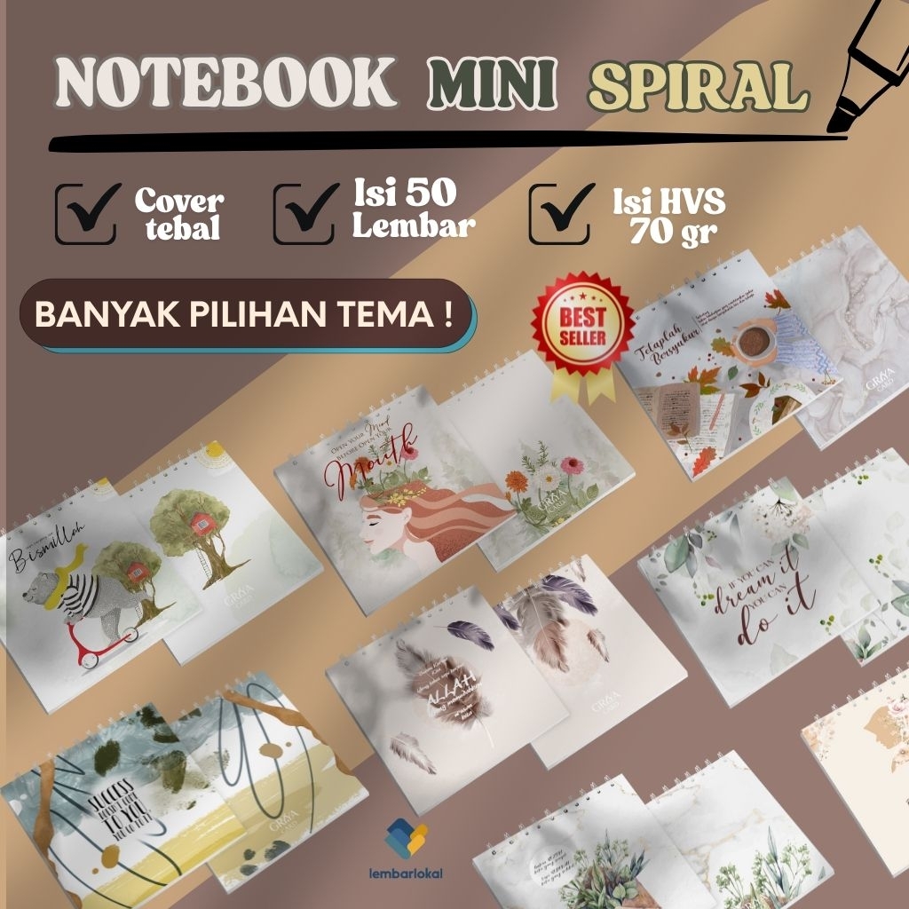 

Notebook Mini | Bloknote Aeshtetic Spiral | Souvenir Pernikahan | Buku Catatan Kecil | Notebook Mini Murah