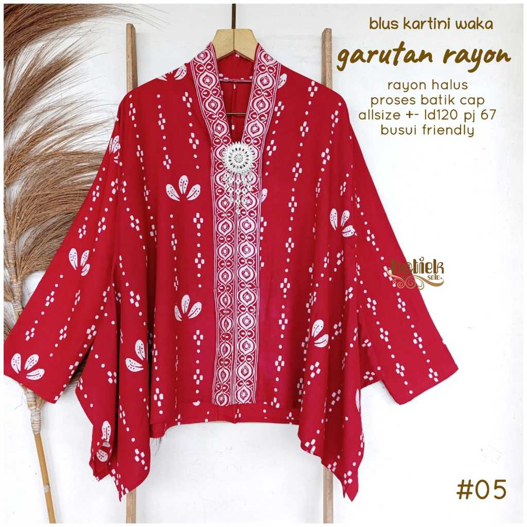 Blus Kartini Waka Garutan Rayon Atasan Batik Wanita Batik Casual Modern Rayon Premium