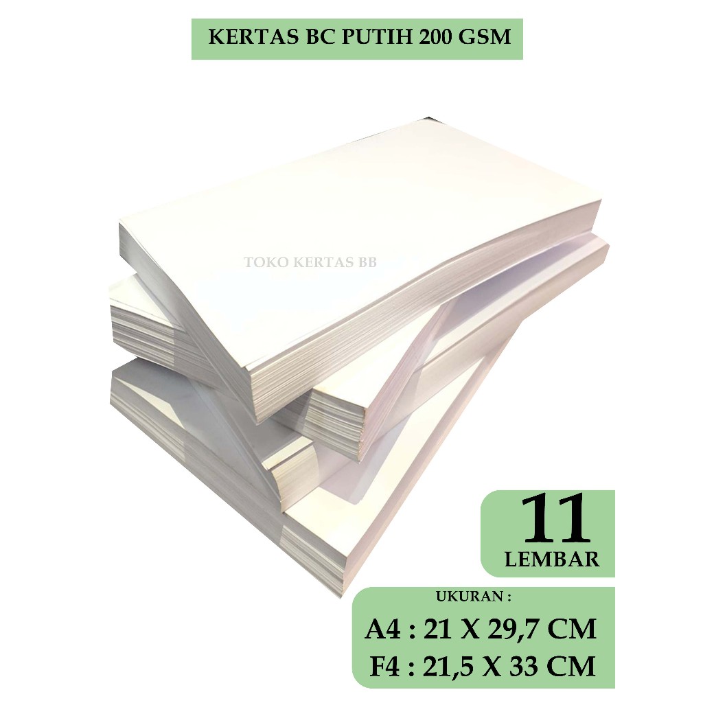 

Karton Manila/Kertas Bc/Brief Card Putih 200 Gsm Ukuran F4/ A4 , 11 lbr